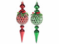 Decori in vetro con bacche e foglie di agrifoglio da appendere all'albero, set da 2 pezzi, Ø 8 cm x 27 H