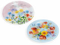 Piatti tondo in vetro decorato con stampa fiori di campo, set da 4 pezzi, Ø 25 cm