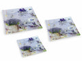 Piatti quadrati in vetro con stampa lavanda, set da 2 pezzi, Grande:cm 30 x 30 H