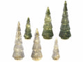 Alberi di Natale in vetro lavorato colorato con luci led in set da tre pezzi, set da 2 pezzi, Grande: Ø 8,5 cm x 25,5 H