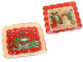 Piatti natalizi quadrati in vetro decoro natalizio, set da 2 pezzi, Grande: cm 30,5 x 30,5 H