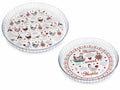 Tortiera / pirofila in vetro adatta all'uso alimentare con decorazioni, Grande: Ø 30,5 cm x 3,5 H