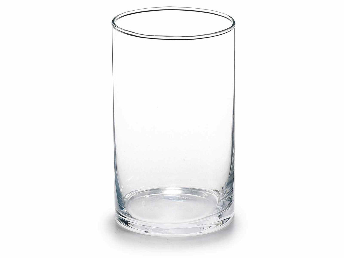 Vasi cilindrici in vetro trasparente con bordo arrotondato, design elegante, set da 8 pezzi, Ø 9 cm x 15 H