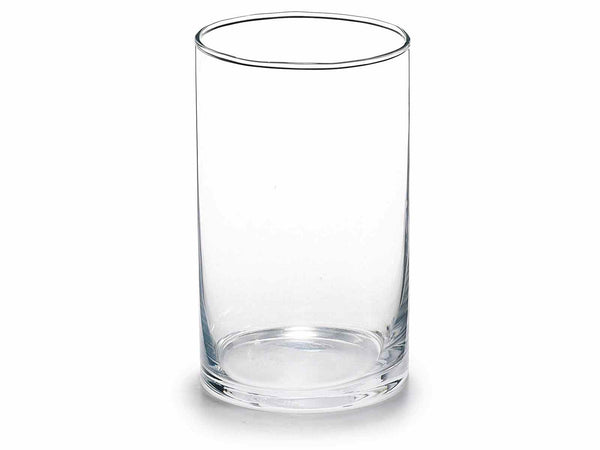 Vasi cilindrici in vetro trasparente con bordo arrotondato, design elegante, set da 8 pezzi, Ø 9 cm x 15 H