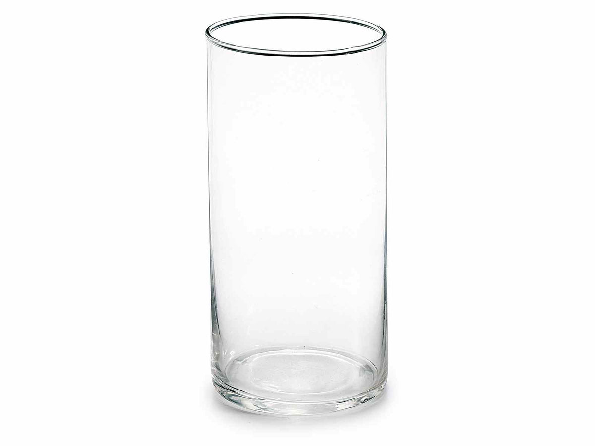 Vasi cilindrici in vetro trasparente con bordo arrotondato, design elegante, set da 8 pezzi, Ø 9 cm x 19 H