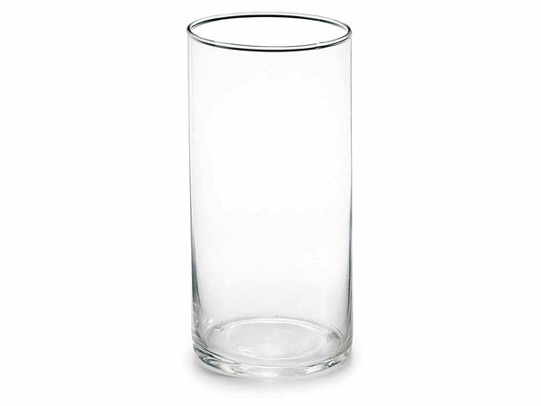 Vasi cilindrici in vetro trasparente con bordo arrotondato, design elegante, set da 8 pezzi, Ø 9 cm x 19 H