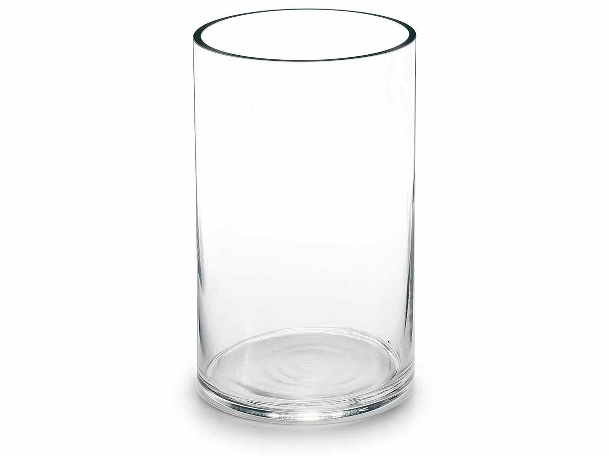 Vasi cilindrici in vetro trasparente con bordo al taglio vivo, design elegante, set da 4 pezzi, Ø 12,5 cm x 20 H