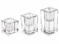 Portacandela in vetro trasparente con base quadrata, set da 3 pezzi, Grande: cm 4 x 4 x 8 H