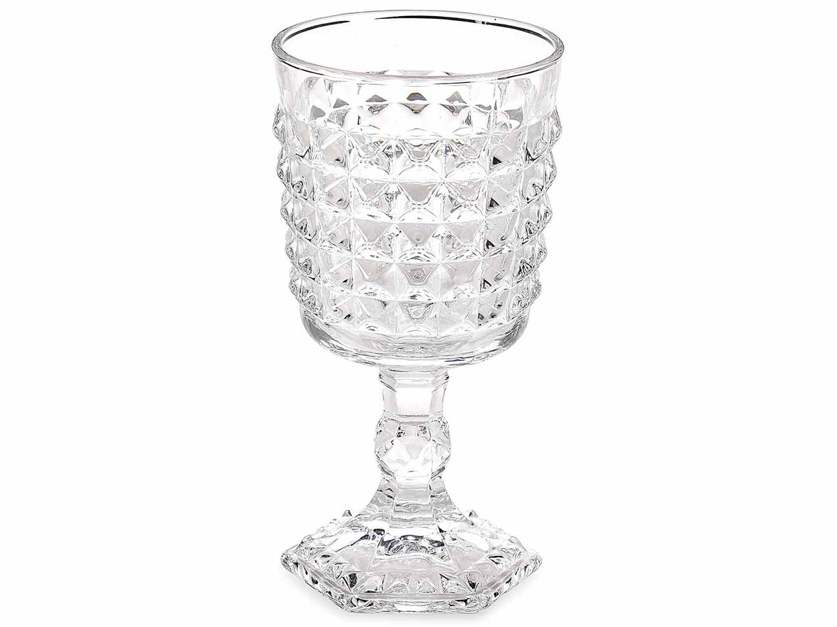 Eleganti calici a bicchiere da tavola in vetro trasparente lavorato, ideali, set da 6 pezzi, Ø 8,5 cm x 16 H