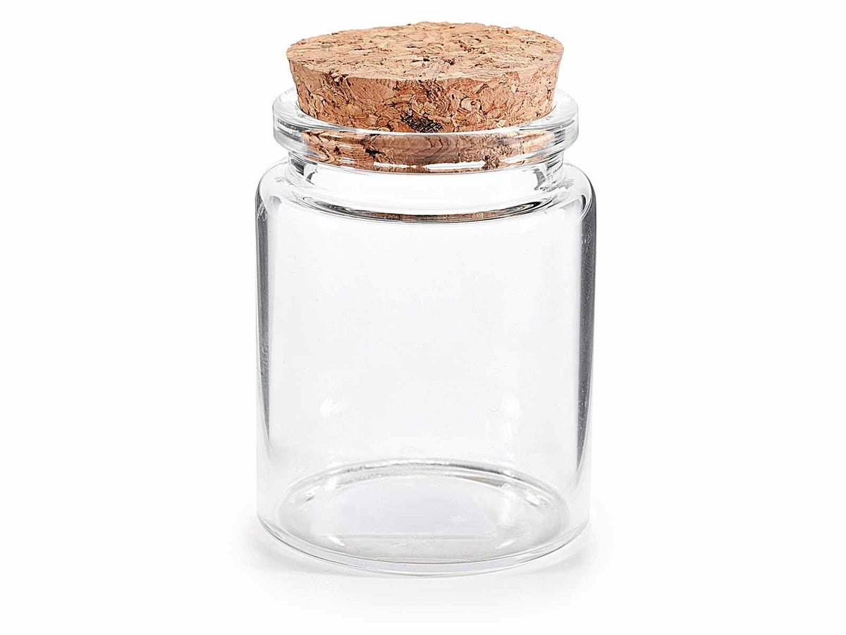 Provette porta confetti / spezie / alimenti in vetro alimentare con tappo, set da 30 pezzi, Ø4,7cmx6H (c / tappo6,5)