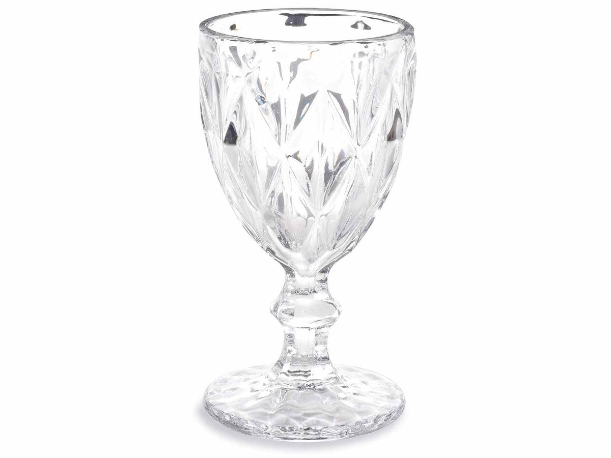Bicchieri calici di vetro trasparente lavorato, ideali per eventi, ristoranti, set da 12 pezzi, Ø 8 cm x 15,5 H