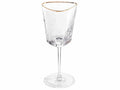 Bicchieri a calice triangolare in vetro martellato con bordo dorato ideali, set da 2 pezzi, cm 9 x 8,5 x 21,5 H