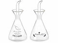 Oliere a cono di vetro con tappo dosatore con decoro peperoncino e scritte, set da 4 pezzi, Ø 9 cm x 18,5 H