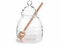 Barattoli porta miele in vetro trasparente con bacchettina coglimiele in legno, set da 4 pezzi, Ø 9,5 cm x 14 H