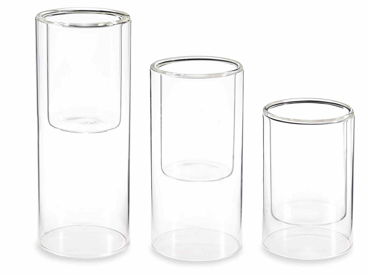 Porta candele / vasi a cilindro in vetro trasparente, Grande: Ø 10 cm x 25 H