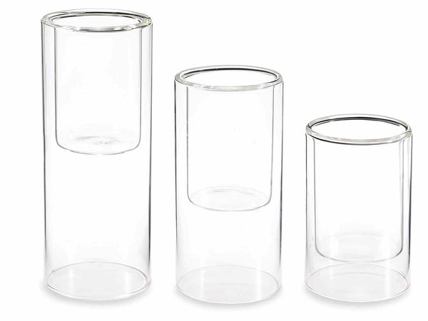 Porta candele / vasi a cilindro in vetro trasparente, Grande: Ø 10 cm x 25 H