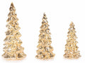 Alberi di Natale in vetro lavorato oro con luce LED, Grande: Ø 13 cm x 30 H