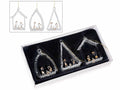 Presepe Sacra Famiglia in vetro con dettagli dorati da appendere in scatola, set da 4 pezzi, cm 5 x 8 H