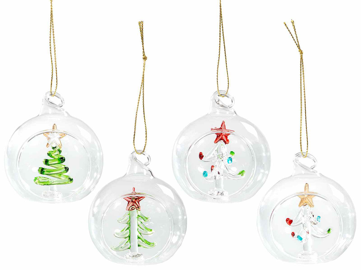 Palline in vetro con albero di Natale in scatola singola ed espositore da 16 pezzi, set da 16 pezzi, Ø 6 cm