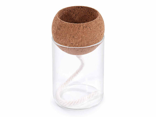 Vasi autoirriganti in vetro con tappo in sughero e corda in cotone, set da 4 pezzi, Ø 7 cm x 12 H
