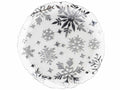 Set di 2 piatti di Natale tondi in vetro adatti al contatto alimentare con rilievi fiocco di neve argentati, Ø 32,5 cm