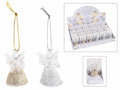 Addobbo albero angioletti di Natale in vetro con glitter oro e argento, set da 24 pezzi, Angelo: cm 3 x 2,5 x 4,5 H
