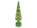 Lampade ad albero di Natale girevole verde in vetro decorato con luci LED, set da 2 pezzi, Ø 10 cm x 37,5 H