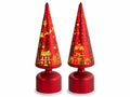 Lampade ad albero di Natale girevole in vetro decorato con scene natalizie, set da 2 pezzi, Ø 9 cm x 31 H