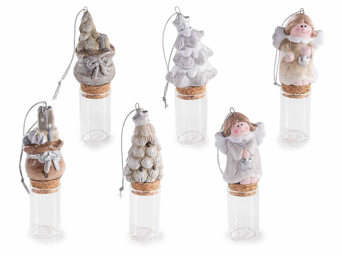 Provette porta confetti / spezie / alimenti in vetro alimentare con tappo, set da 18 pezzi, cm 4 x 3,5 x 13 H