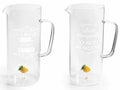 Caraffe in vetro da 1,5L con limone in 3D, manico e scritte bianche, set da 2 pezzi, cm 15,5 x 10 x 22,5 H