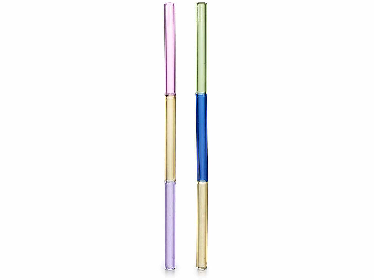 Cannucce in vetro alimentare ecologiche a tre colori, set da 16 pezzi, Ø 0,8 cm x 19,5 H
