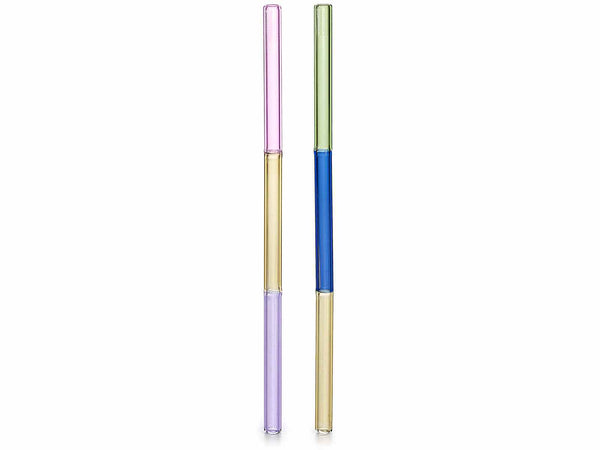 Cannucce in vetro alimentare ecologiche a tre colori, set da 16 pezzi, Ø 0,8 cm x 19,5 H