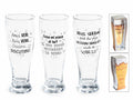 Bicchiere da birra in vetro trasparente con scritte e design in confezione, set da 6 pezzi, Ø 7 cm x 19 H