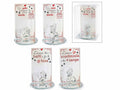 Targhette in vetro con cane e gatto, dedica e base a specchio in confezione, set da 12 pezzi, Ø 6,5 cm x 9,5 H