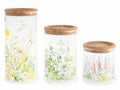 Barattoli alimentari in vetro stampe fiori e coperchio, set da 2 pezzi, Grande: Ø 10 cm x 21 H