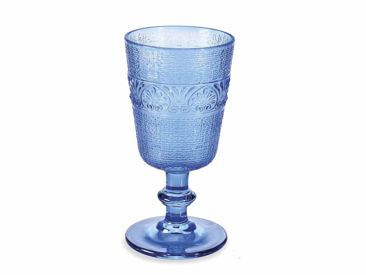 Bicchieri a calice in vetro blu lavorato, ideali per eventi, ristoranti e uso, set da 6 pezzi, Ø 8,5 cm x 16,5 H