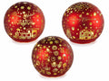 Lampade natalizie a sfera in vetro decorato a tema con luci LED, set da 3 pezzi, Ø 10 cm x 9 H