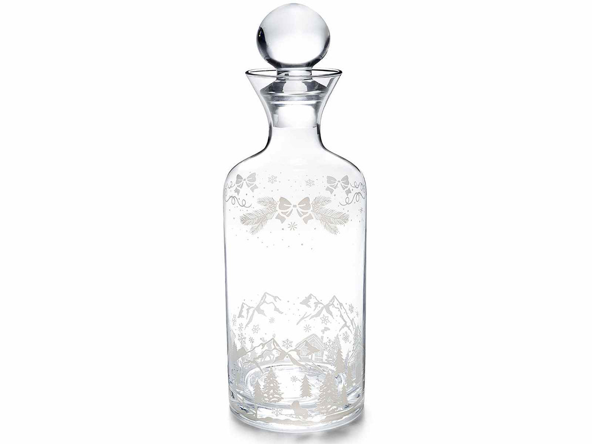 Bottiglie in vetro alimentare con decori natalizi bianchi, tappo e scatola, Ø 10 cm x 28,5 H