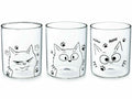 Bicchieri in vetro con decoro gattini in scatola regalo, set da 3 pezzi, Ø 8 cm x 9,5 H