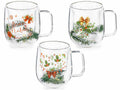 Set di 3 tazze natalizie in vetro borosilicato con doppio fondo e decori natalizi, con scatola, Ø 8,5 cm x 9,5 H