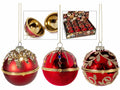 Set di 12 palline in vetro apribili con decori in rilievo, Ø8 cm – Natale