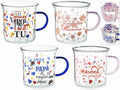 Tazze in vetro borosilicato con stampa mamma papà e manico colorato, set da 4 pezzi, Ø 9 cm x 9 H
