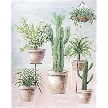 Quadro legno grande cactus, 80x3x100 cm