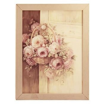 Quadro con cornice, soggetto cesto con fiori