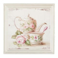 Quadro con tazza e rose rosa (kit da 3)