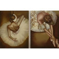 Quadro su tela con ballerina, set di 2, marroncino
