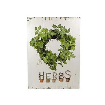 Quadro in legno Herbs con erbe aromatiche