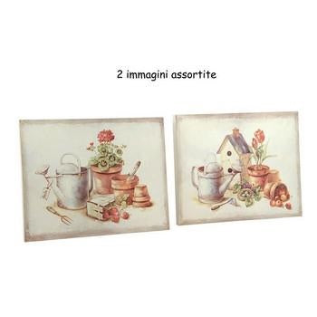 Quadro in legno a tema giardino, 2 soggetti assortiti (kit da 3)