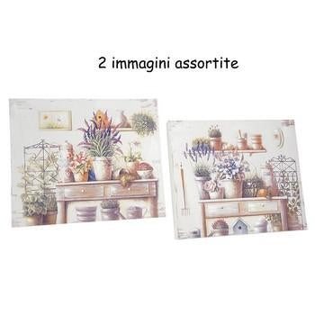 Quadro in canvas con piante, 2 soggetti assortiti (kit da 3)