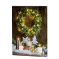 Quadro natalizio con led e fibre ottiche, 50x40 cm (kit da 3)